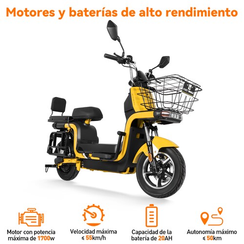 Motobici Eléctrica Honey Whale U7S Amarillo .