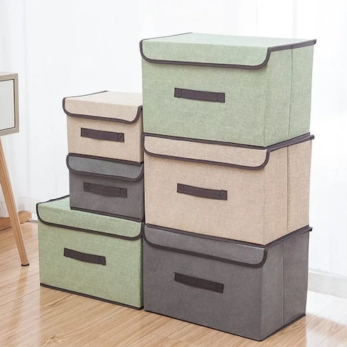 6 Unidades Cajas Organizadoras De Tela Plegables Con Tapas
