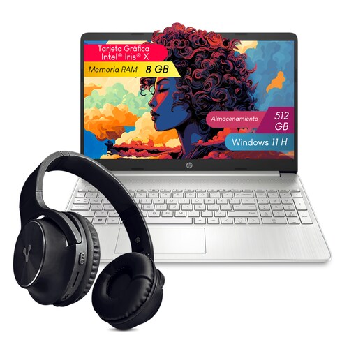Combo Laptop HP 15-DY5009LA Intel CI7 8GB 512GB 15.6Pulg HD w11h 6H9F1LA + Audífonos .