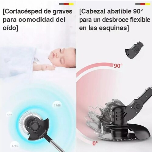 Desbrozadora Eléctrico Inalámbrico Yyugolo 850w Con 2 Baterías 42v Negro