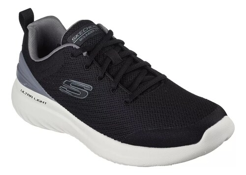 Tenis Deportivo Skechers Bounder Nasher Negro Blanco Para Hombre.