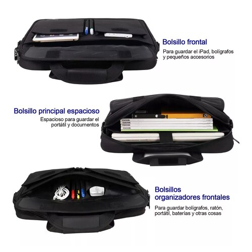Maletín Portafolio Para Laptop De 15.6 In Hombre Impermeable Negro