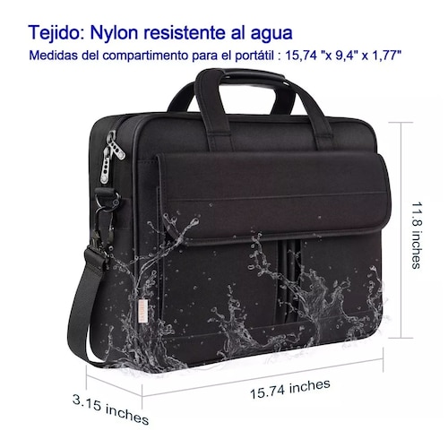 Maletín Portafolio Para Laptop De 15.6 In Hombre Impermeable Negro
