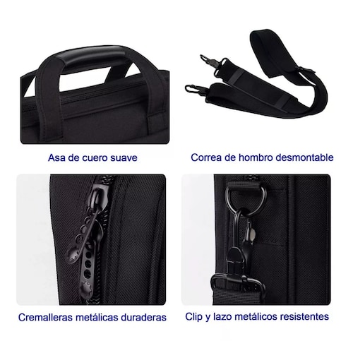 Maletín Portafolio Para Laptop De 15.6 In Hombre Impermeable Negro