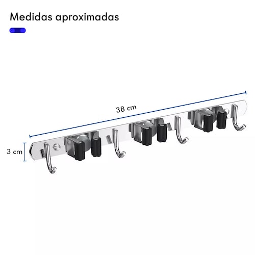 Organizador De Escobas Acero Inoxidable Soporte Multiusos
