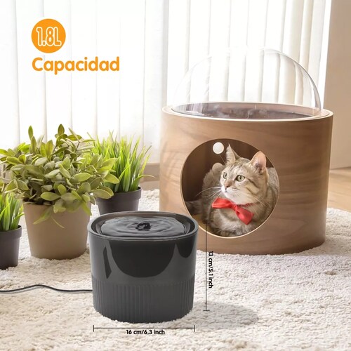 Bebedero De Agua Automatico Fuente Para Gatos Perro Mascotas Negro