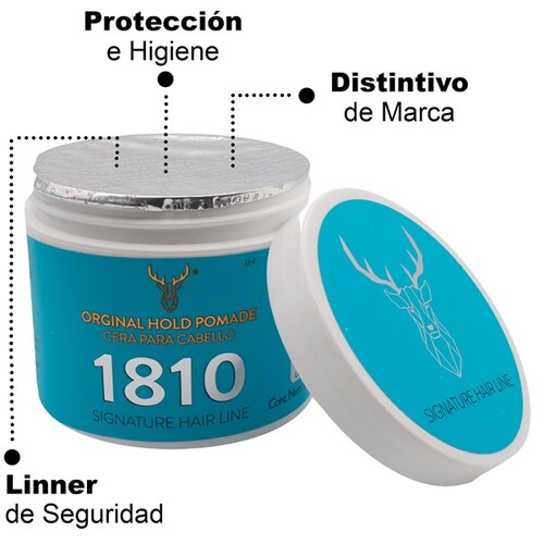 1810 CERA ORIGINAL HOLD POMADE. CERA PARA CABELLO FIJACIÓN MEDIA BRILLO MEDIO. BASE AGUA.