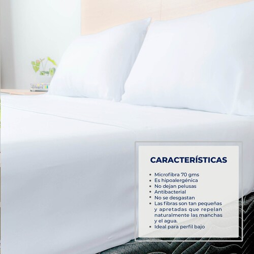 Juego de Sábanas Queen Size Blanco Atlas Basic de Microfibra Suave y Secado Rápido