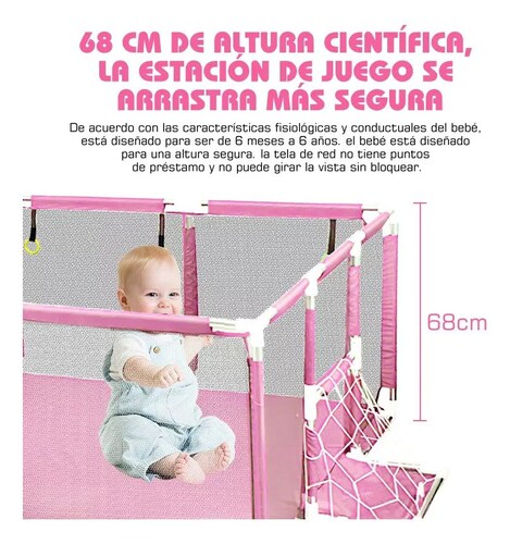 corral amplio para bebé ideal para juegos  y primeros pasos color rosa.