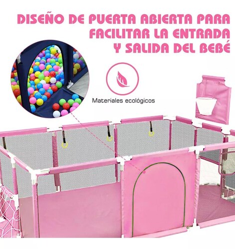 corral amplio para bebé ideal para juegos  y primeros pasos color rosa.
