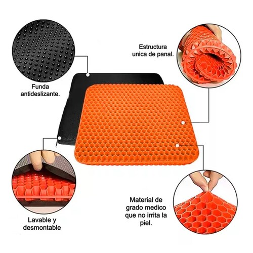 Cojin Ergonomico Ortopedico Gel Silla Asiento Hemorroides