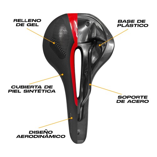 Asiento Bicicleta Sillin Mtb Relleno Gel Antiprostatico Custode Rojo