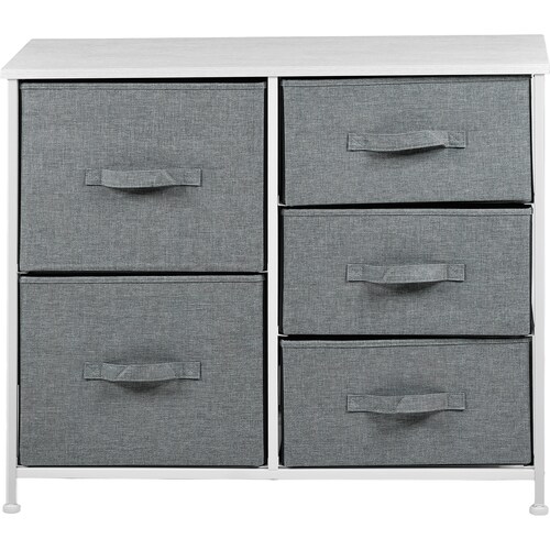 Mueble Cajonera Buro Organizador 5 Cajones Tela Moderno Gris