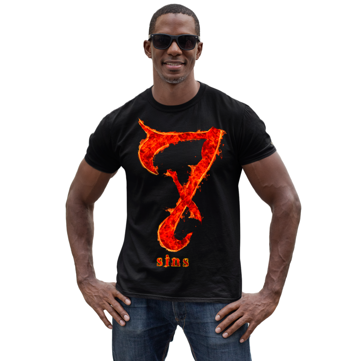 FINA Playera Hombre Alta gama Reg y Slim fit 7 sins ideal antro bar fiesta Halloween