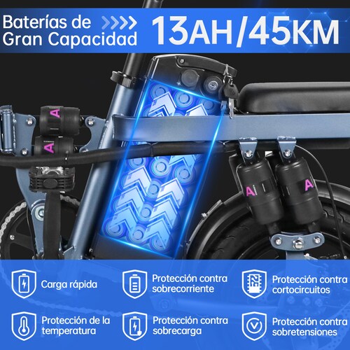 Bicicleta Eléctrica Plegable Honey Whale S6-S Pro Gris
