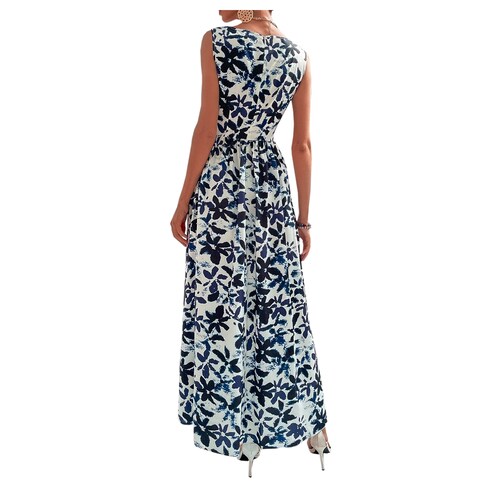 Vestido Largo Dama Mujer Estampado Casual De Playa Escotado