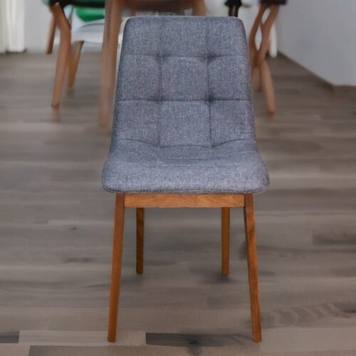 Silla Armable de Madera en Lino Gris.