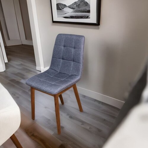 Silla Armable de Madera en Lino Gris.