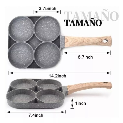 Sarten Antiadherente Multiusos Divisiones Cocina 4 Huevos