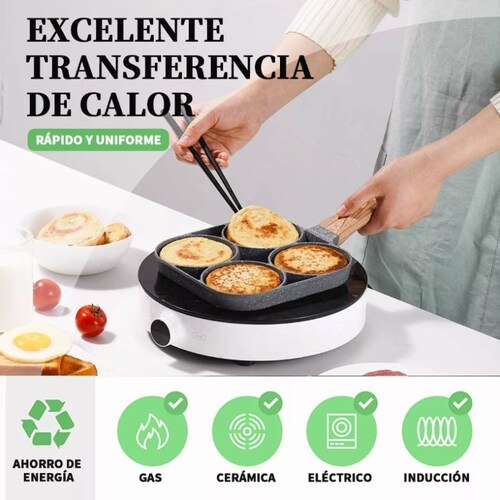 Sarten Antiadherente Multiusos Divisiones Cocina 4 Huevos