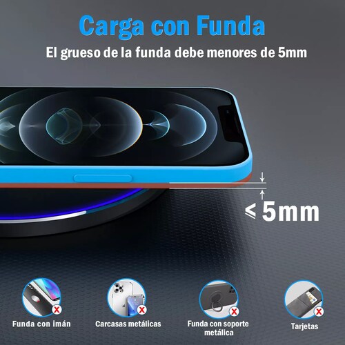 Cargador inalambrico 15w carga rapida