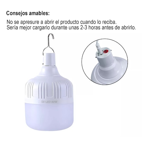 Portatil Recargable Emergencia Usb 80w Lámpara Foco Led 3pzs
