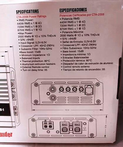 Amplificador Mtx Audio Clase D De 1 Canal Tnl1000-1 De 2000w.