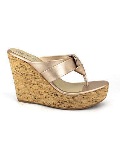 Plataforma Para Mujer Pata De Gallo Forrada En Corcho-Color Oro Rosado