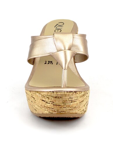 Plataforma Para Mujer Pata De Gallo Forrada En Corcho-Color Oro Rosado