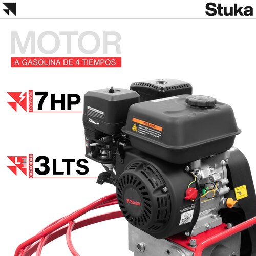 Stuka LEIPZIG | Allanadora de concreto | Rojo/Negro | 7 HP | 4 Cuchillas | Control de profundidad.
