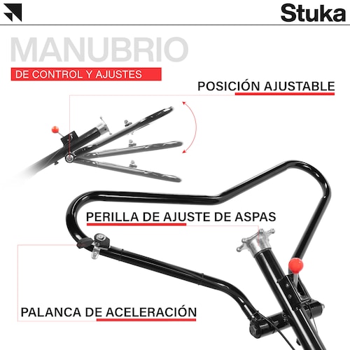 Stuka LEIPZIG | Allanadora de concreto | Rojo/Negro | 7 HP | 4 Cuchillas | Control de profundidad.
