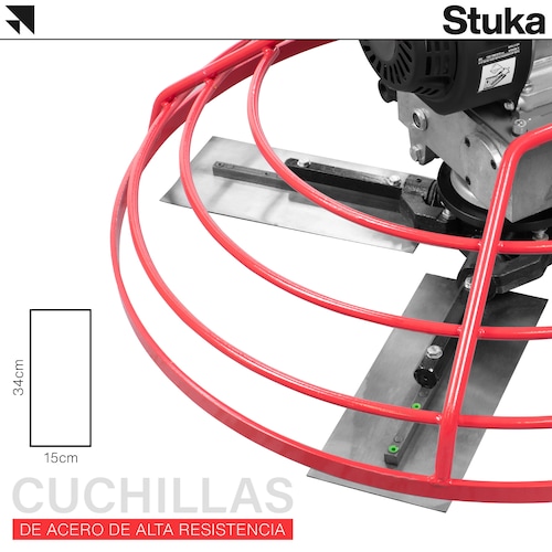 Stuka LEIPZIG | Allanadora de concreto | Rojo/Negro | 7 HP | 4 Cuchillas | Control de profundidad.
