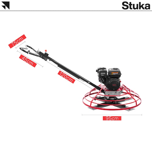 Stuka LEIPZIG | Allanadora de concreto | Rojo/Negro | 7 HP | 4 Cuchillas | Control de profundidad.
