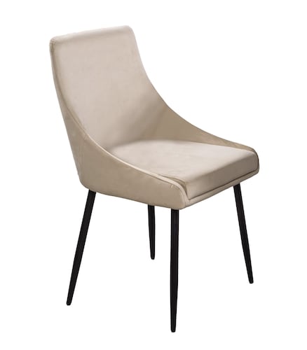 Comedor Sul 4 Sillas Beige Redondo Tubular Negro.