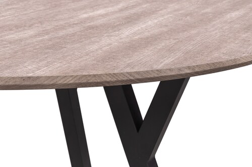 Comedor Sul 4 Sillas Beige Redondo Tubular Negro.