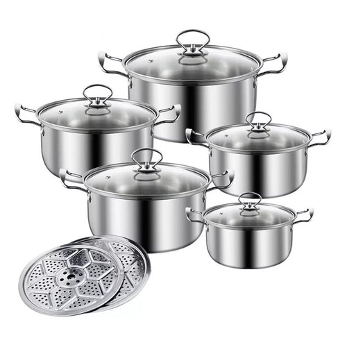 Batería 5pcs Set Cacerolas Y Sarten Acero Inoxidable 410