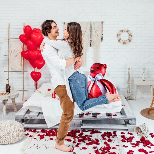 Peluche Oso 40 cm Regalo de San Valentín, 14 de Febrero, día del amor y amistad, día de la mamá o cualquier ocasión de tela suave 