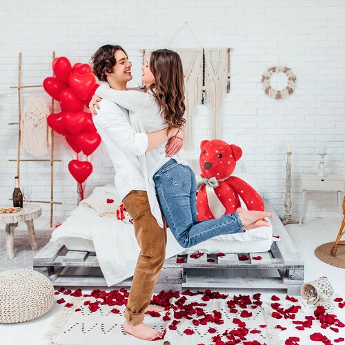 Peluche Oso 40 cm Regalo de San Valentín, 14 de Febrero, día del amor y amistad, día de la mamá o cualquier ocasión de tela suave 