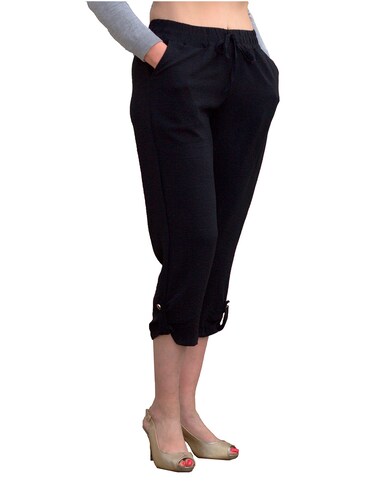 Pantalon capri pesquero negro ILYS con bolsas para mujer