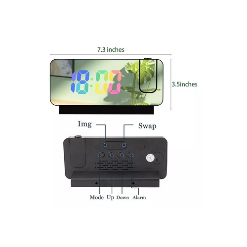 Reloj Despertador Digital Proyector Inalámbrico 11 Color Led Blanco
