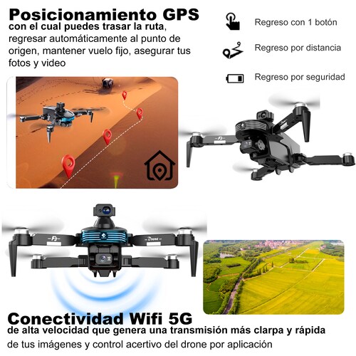 Drone Vak F3pro 5g Gps Laser 2 Camaras 4k App Wifi.
