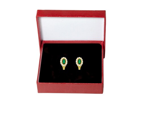 Arete Arracada Oro 10k Horoz Almendra tono verde Si171.