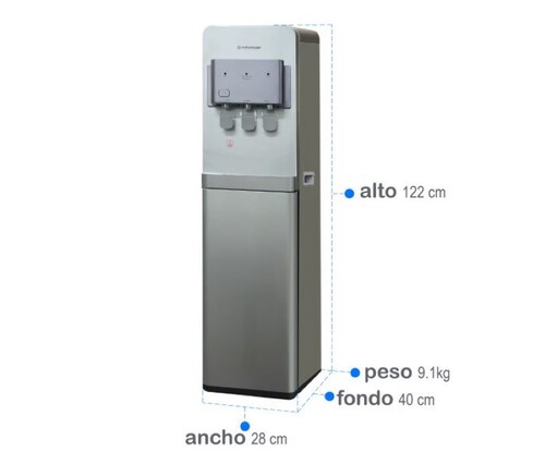 Dispensador Enfriador de Agua con Sistema de Carga Oculta en diseño FIT y cubierta TAKE OFF, incluye un garrafón a su medida.  PEARLWATER 