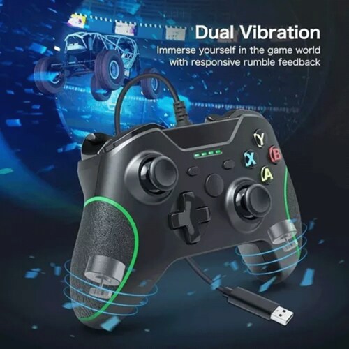 Control Alámbrico para Xbox One y PC Windows con Vibración Dual