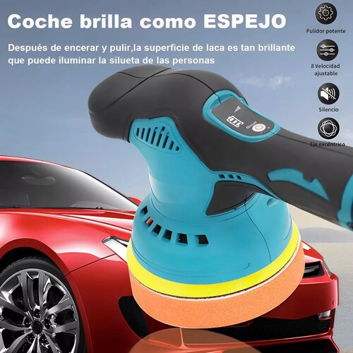 Pulidora De Autos Inalambrica 2 Bateria Pantalla De Potencia Azul