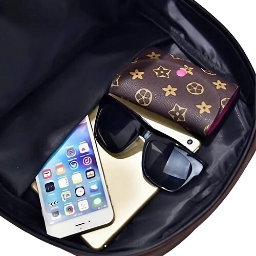 Mochila De Piel Sintética Retro Para Hombre, Bolso De Piel Vegana Informal De Gran Capacidad Para Laptop, Ideal Para Viaje O Excursión Marrón Oscuro