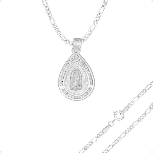 Dije Virgen Guadalupe Con Cadena 45cm - 2.8mm Plata Ley 925