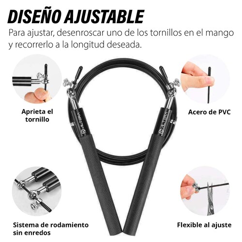 Cuerda para Saltar Aluminio Crossfit Ajustable 3m | Cuerda de Salto Funcional para Crossfit, Fitness, Box.