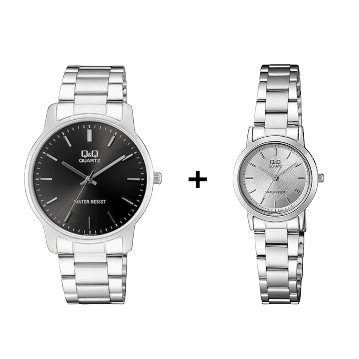 SET DE RELOJES Q&Q EN PAREJA PARA SAN VALENTÍN COLOR PLATEADO