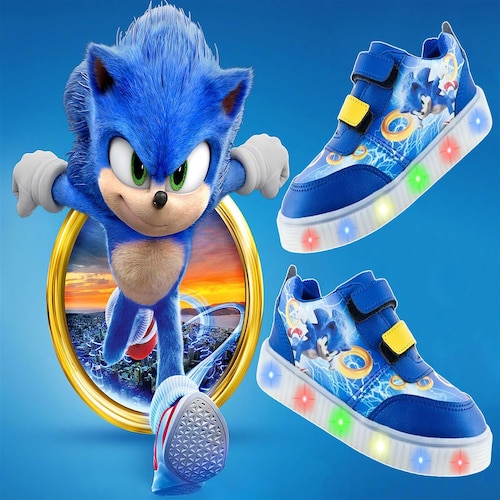 Tenis Niños Sonic Luces Leds Deportivos Videojuego 780-ras.